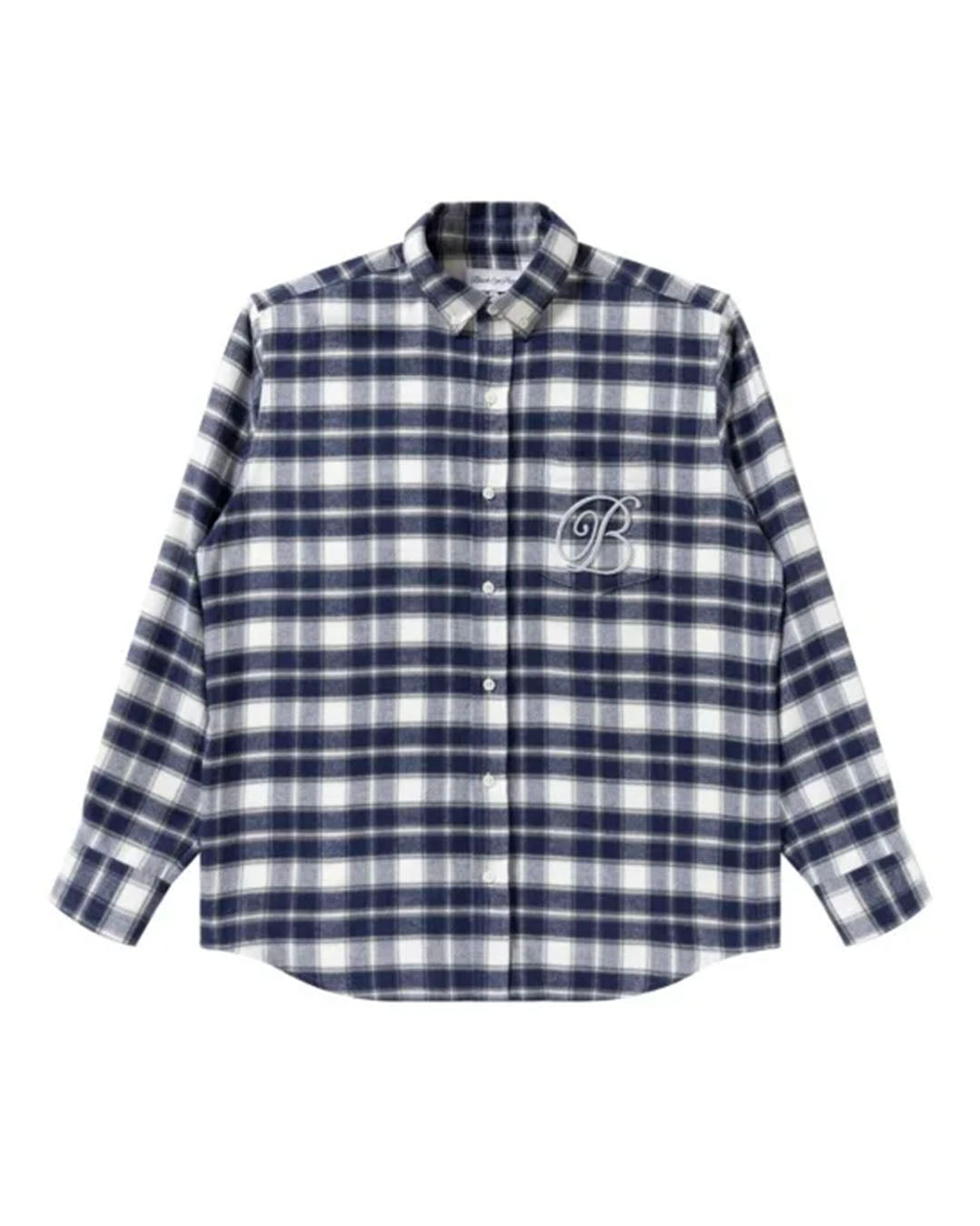 [BLACKEYEPATCH]B EMBLEM CHECKED FLANNEL L/S SHIRT - BLUE 