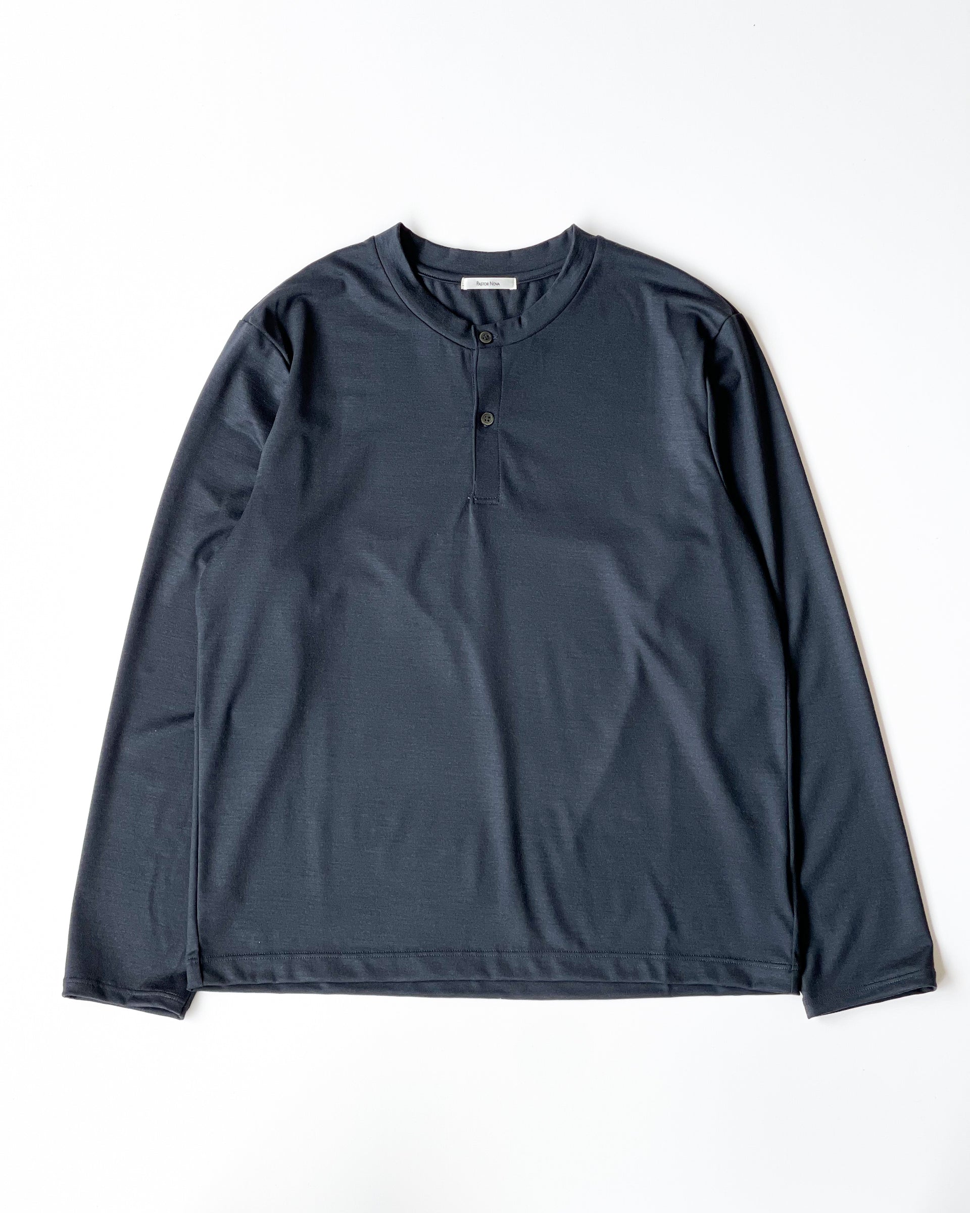 【PASTOR NOVA】CALM HENRY NECK TEE - SLATE GRAY