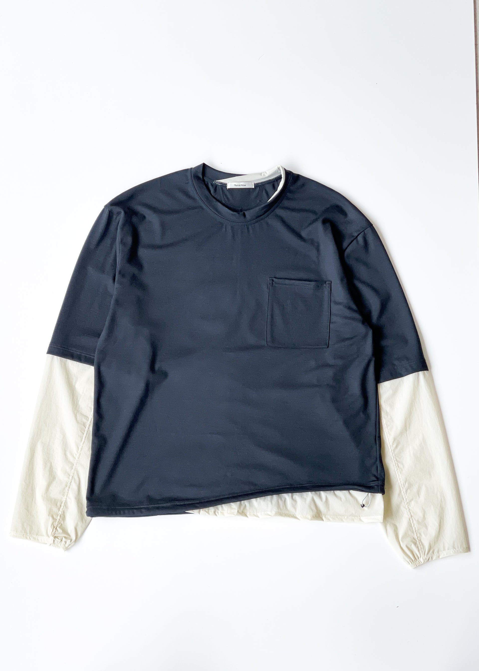【PASTOR NOVA】FAKE LAYERED L/S TEE - SLATE GRAY