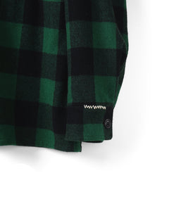 【REFOMED】GRANNY REPAIR WRIST PATCH WIDE CHECK SHIRT - GREEN ×BLACK