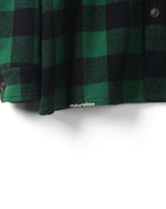 画像をギャラリービューアに読み込む, 【REFOMED】GRANNY REPAIR WRIST PATCH WIDE CHECK SHIRT - GREEN ×BLACK
