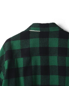 【REFOMED】GRANNY REPAIR WRIST PATCH WIDE CHECK SHIRT - GREEN ×BLACK