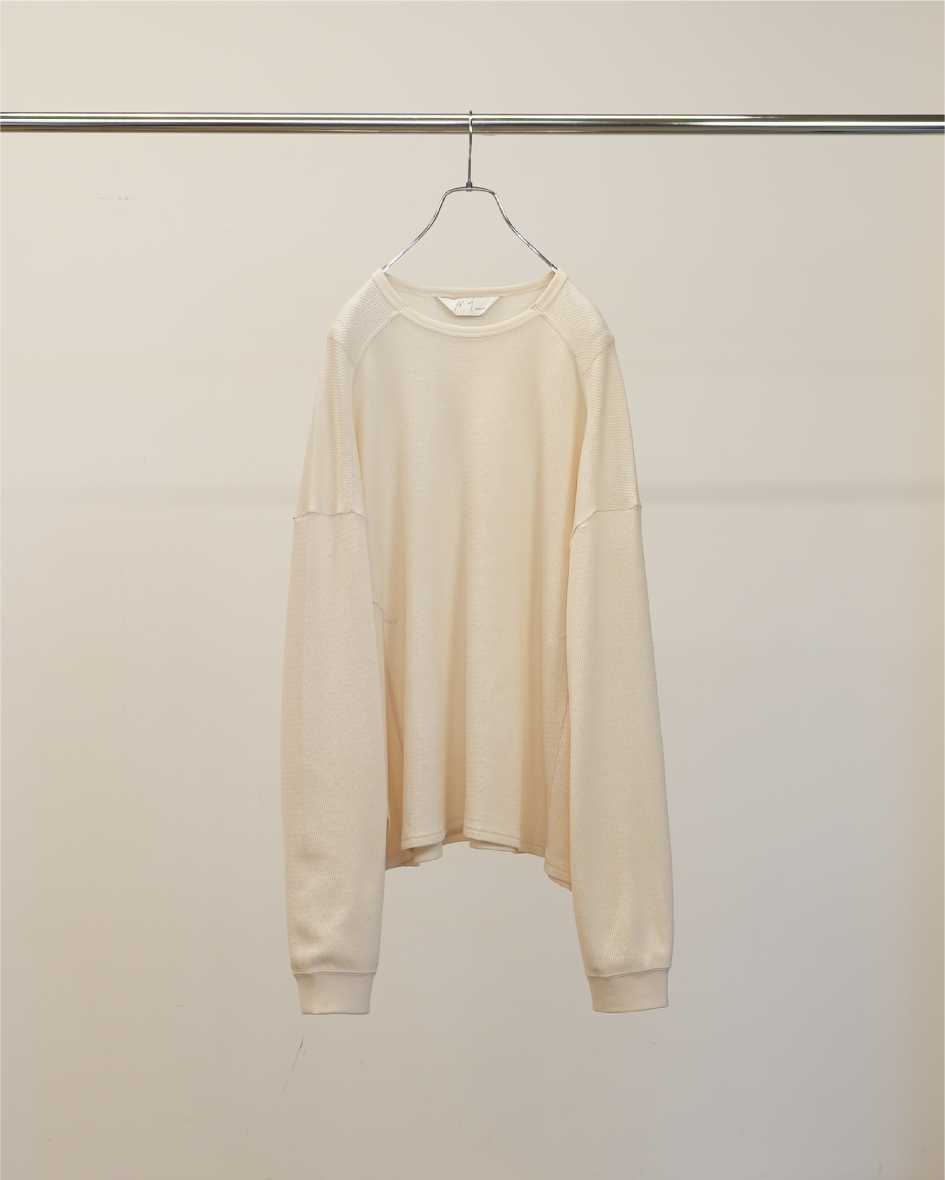 【ANCELLM】WAFFLE CREW NECK LS - WHITE