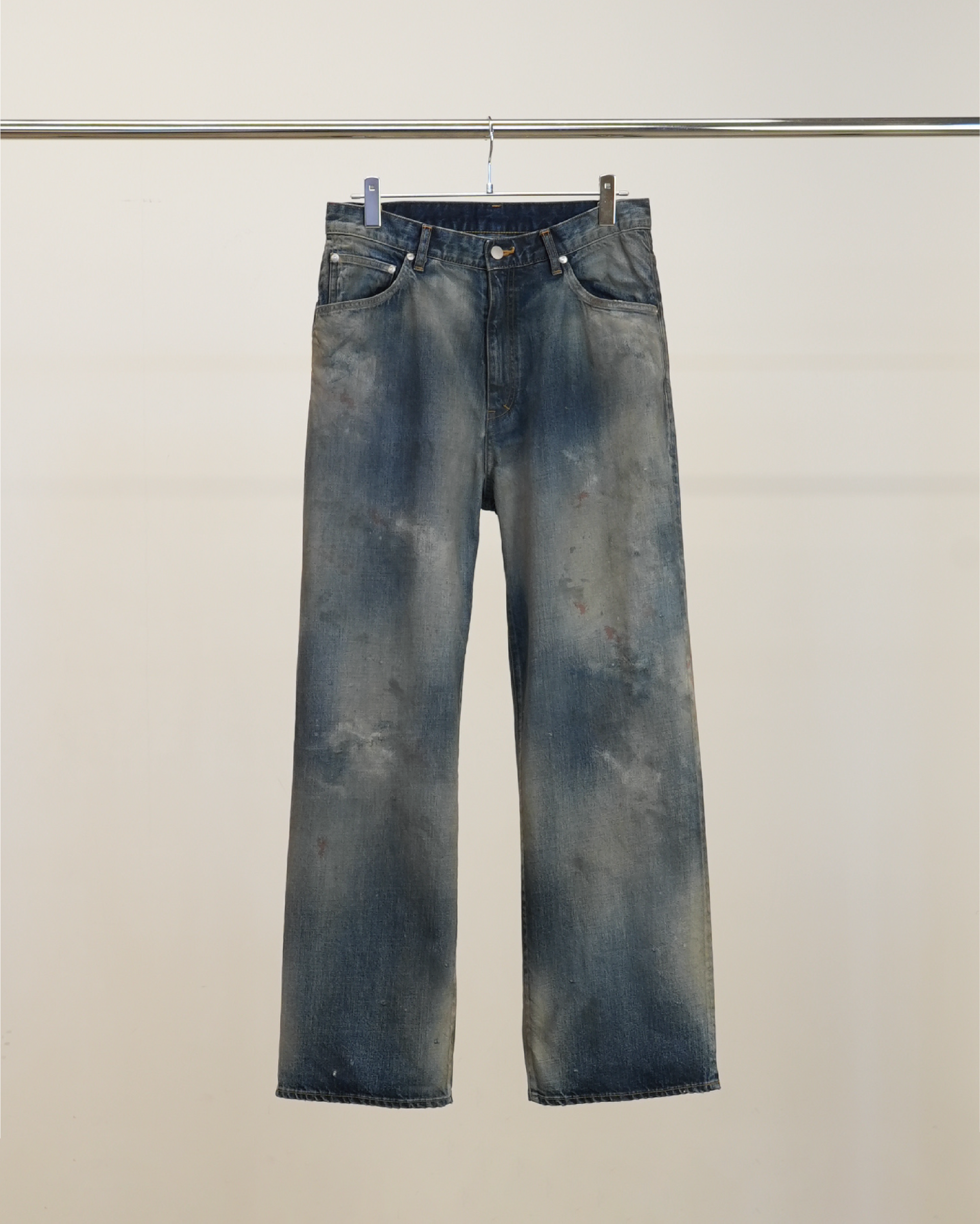 【ANCELLM】AGING MIDDLE STRAIGHT 5P DENIM PANTS - INDIGO