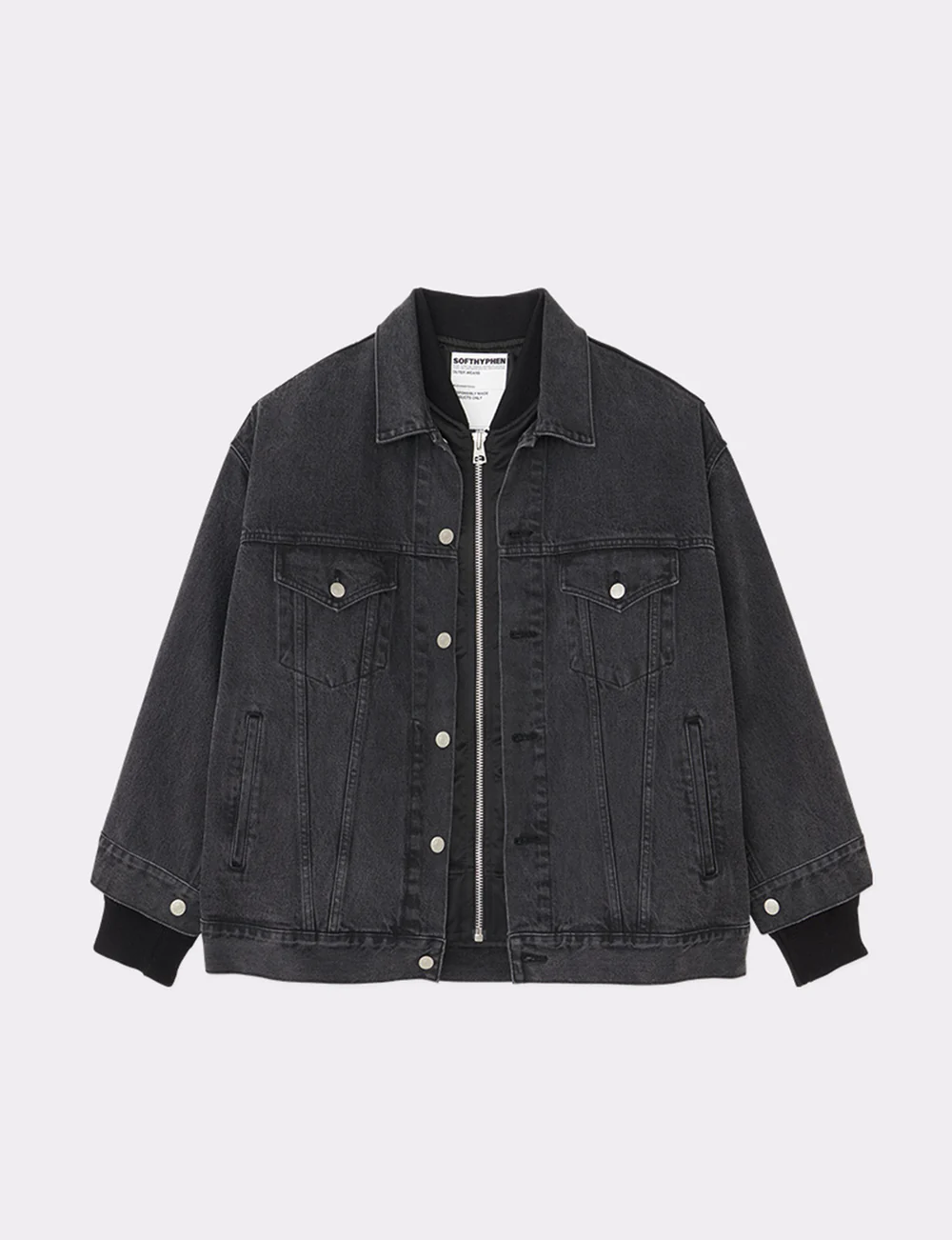 [SOFTHYPHEN] BACK TO FRONT MA-1 DENIM JACKET - LIGHT BLUE