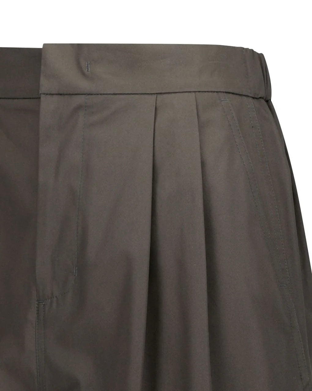 AMOMENTO】TWO TUCK WIDE SHORTS - BROWN