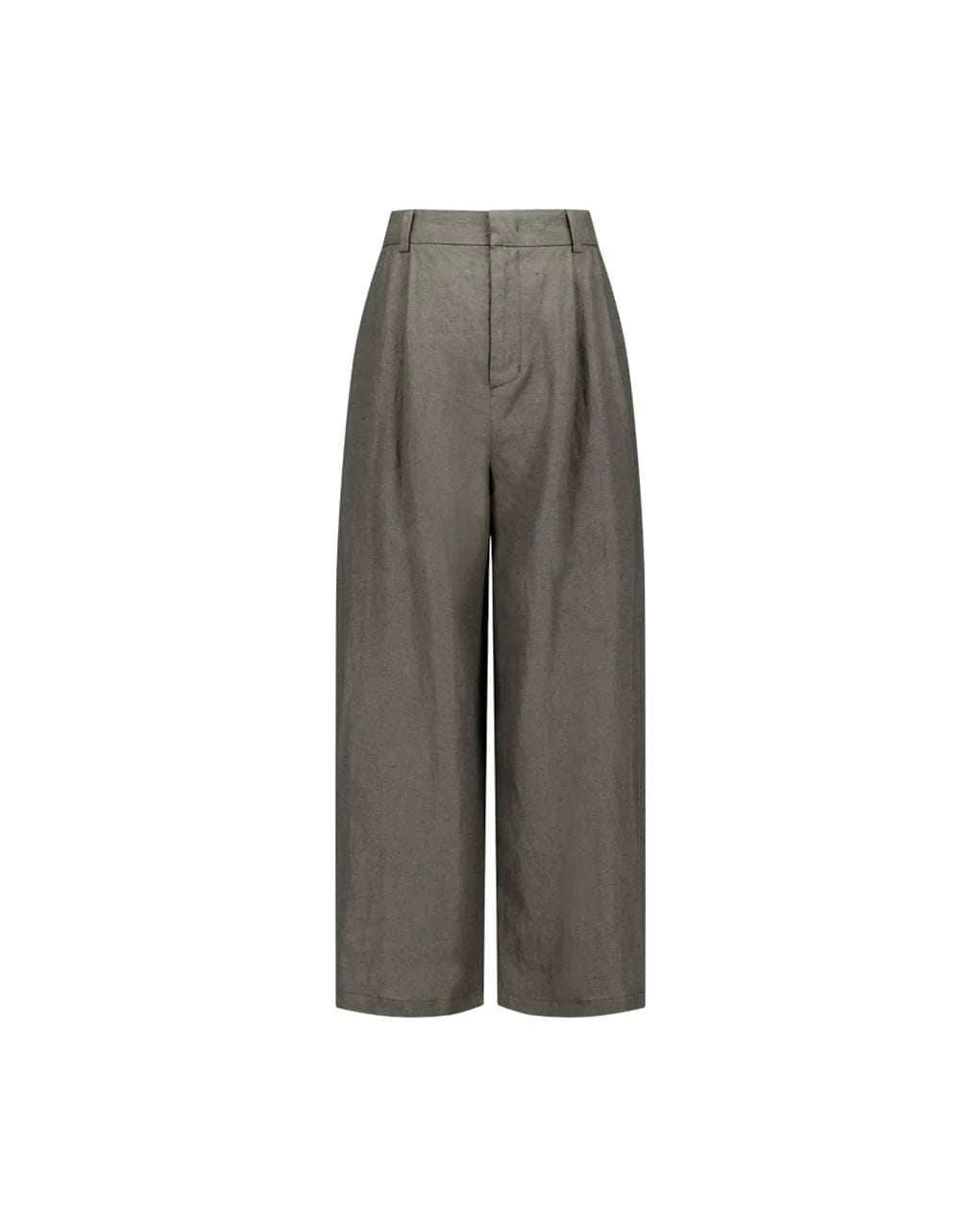 【AMOMENTO】LINEN TWO TUCK WIDE PANTS - KHAKI