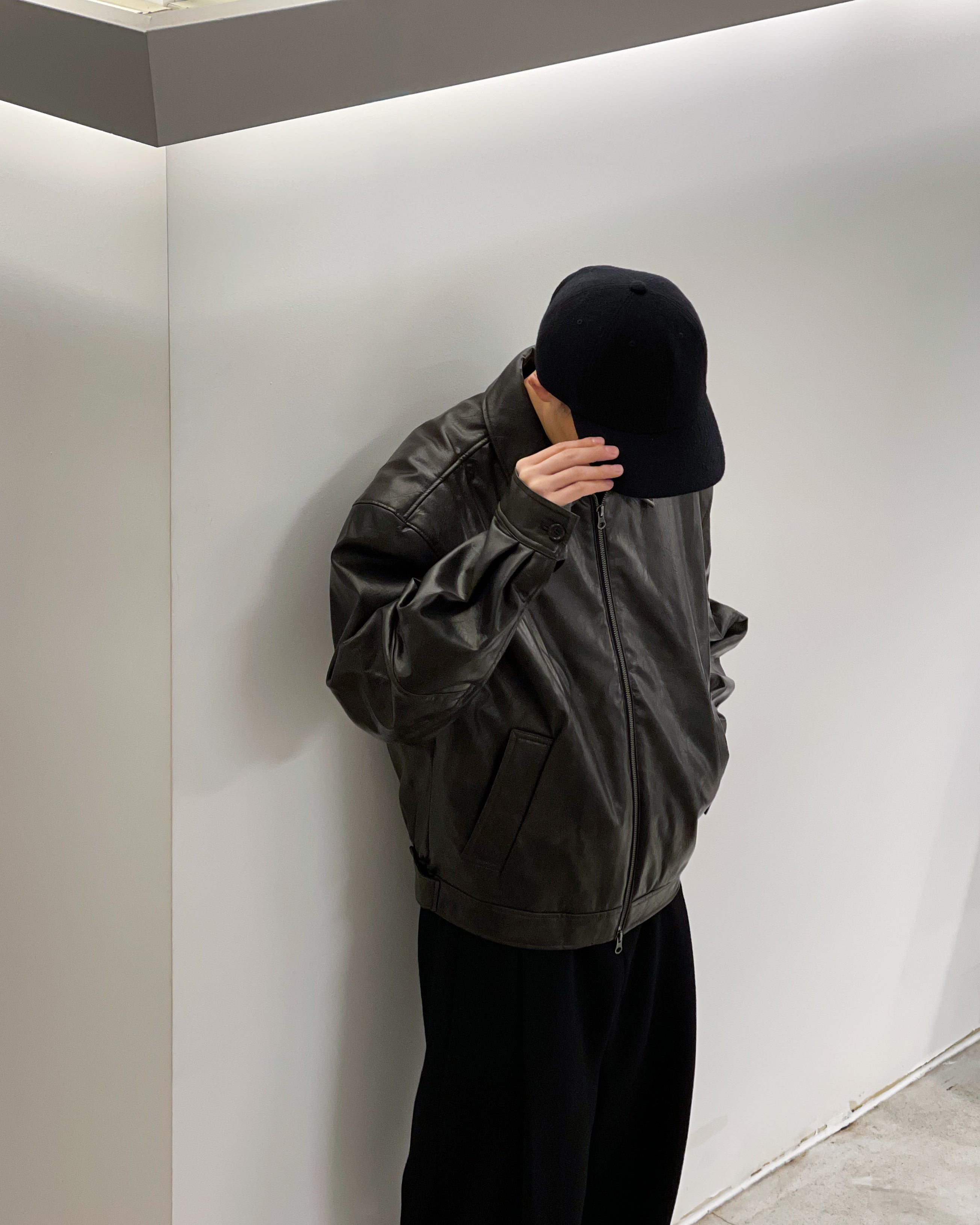 AMOMENTO】SYNTHETIC LEATHER BLOUSON - BLACK