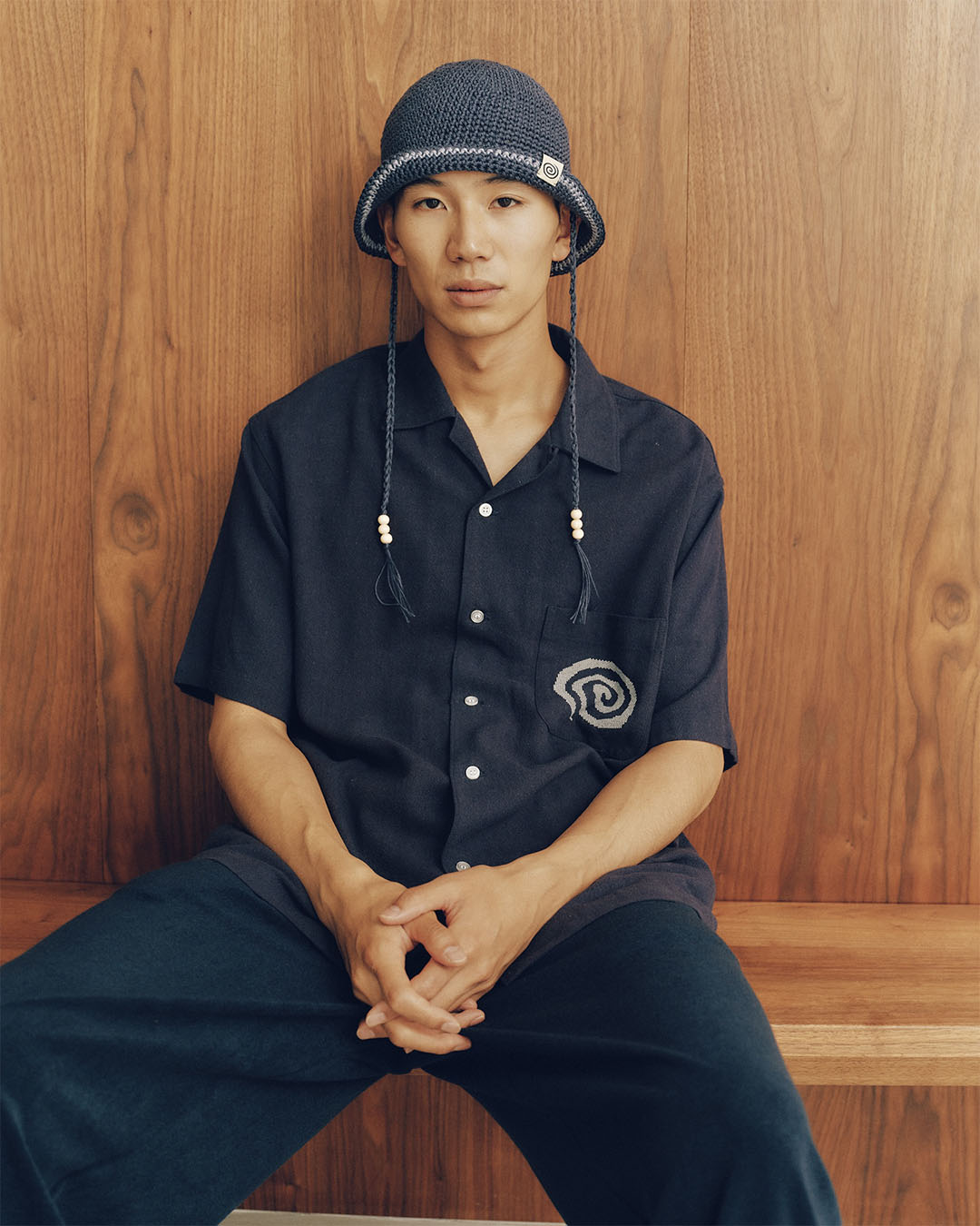 SOL】HAND-KNITTED HEMP HAT - NAVY