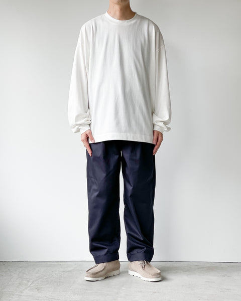 TAPWATER】COTTON CHINO TUCK TROUSERS - NAVY – pan-kanazawa