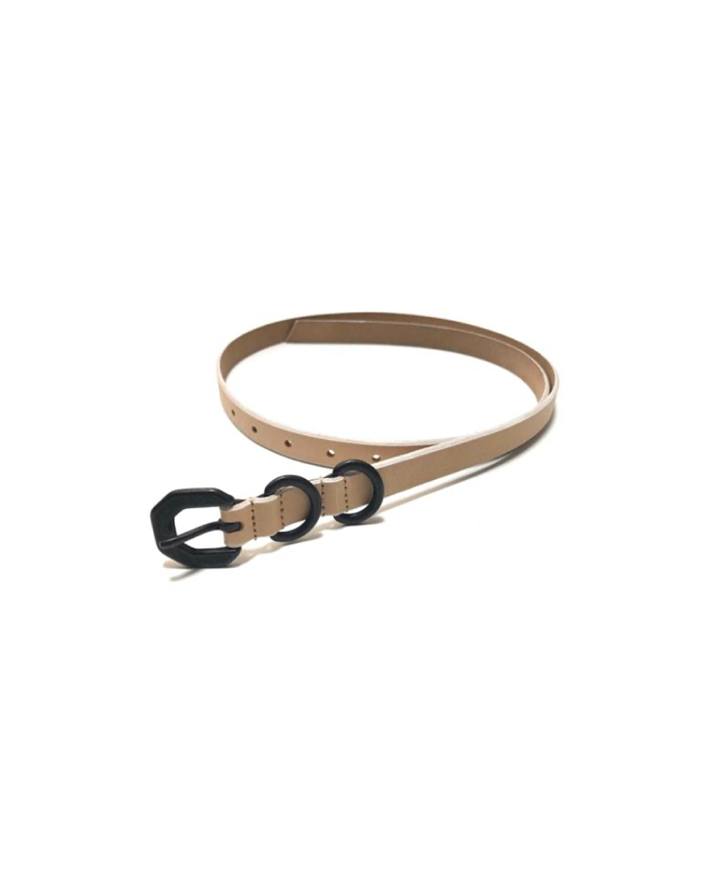 【ANCELLM】 NARROW LEATHER BELT - NATURAL