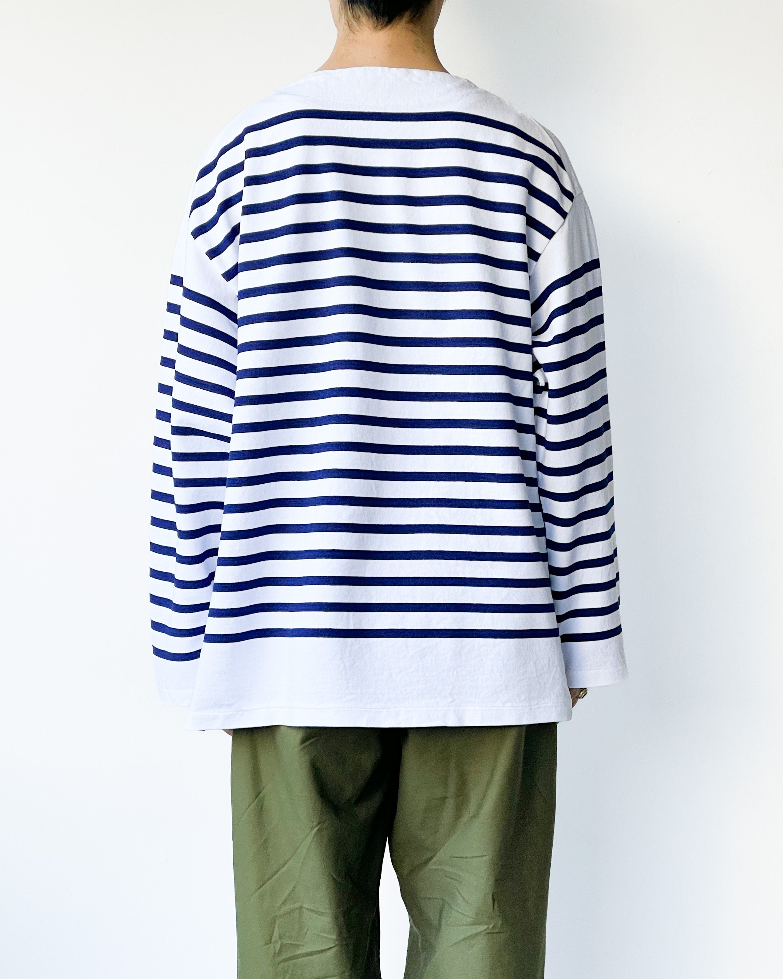 blurhms ROOTSTOCK】BORDER BASQUE SHIRT - WHITE×ROYALBLUE – pan